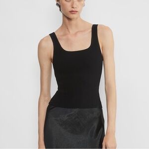 Aritzia Babaton Black Ribbed Square Neck Tank Top. Size Extra Small.